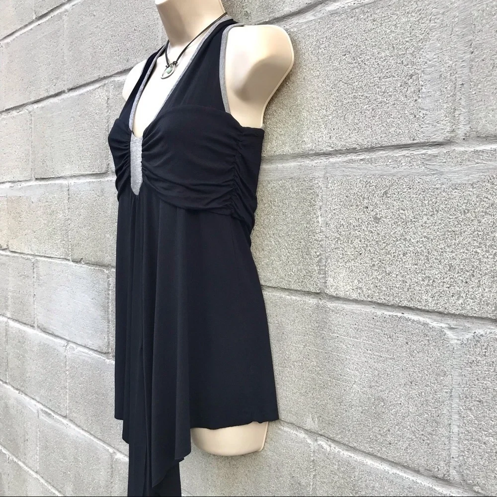 MOD-O-DOC  asymmetrical sleeveless tunic top black & grey Size SMALL - Picture 13 of 15